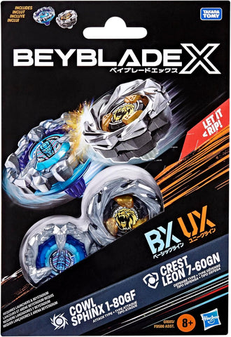 Beyblade X: Hasbro -Cowl Sphinx 1-80GF BX & Crest Leon 7-60GN UX Dual Pack Set