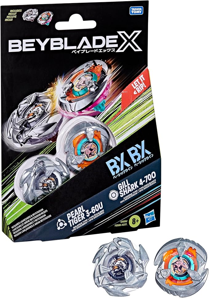 Beyblade X: Hasbro - Gill Shark 4-70O BX & Pearl Tiger 3-60U BX Dual Pack