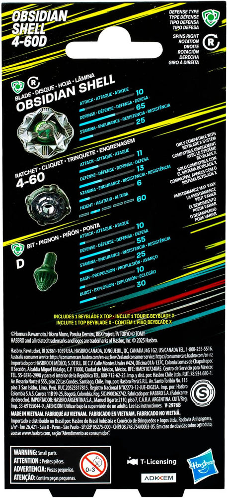 Beyblade X: Hasbro - Black Obsidian Shell 4-60D
