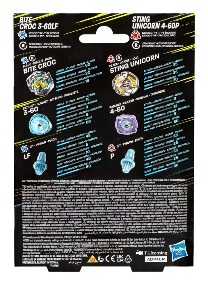 Beyblade X: Hasbro - Bite Croc & Sting Unicorn Dual Pack