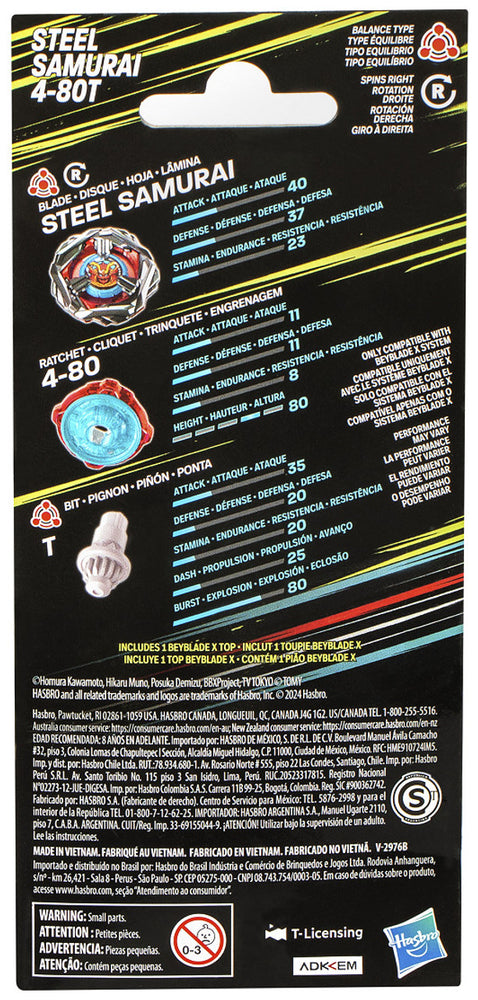 Beyblade X: Hasbro - Steel Samurai 4-80T