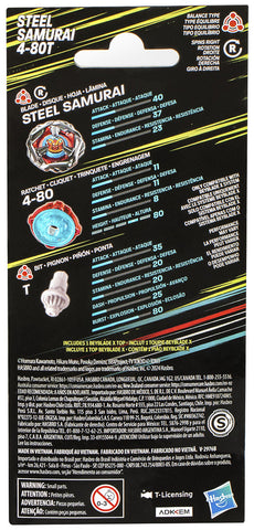 Beyblade X: Hasbro - Steel Samurai 4-80T