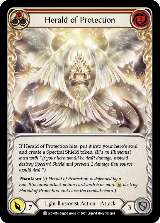 Herald of Protection (Red) [MON014-RF] 1st Edition Rainbow Foil