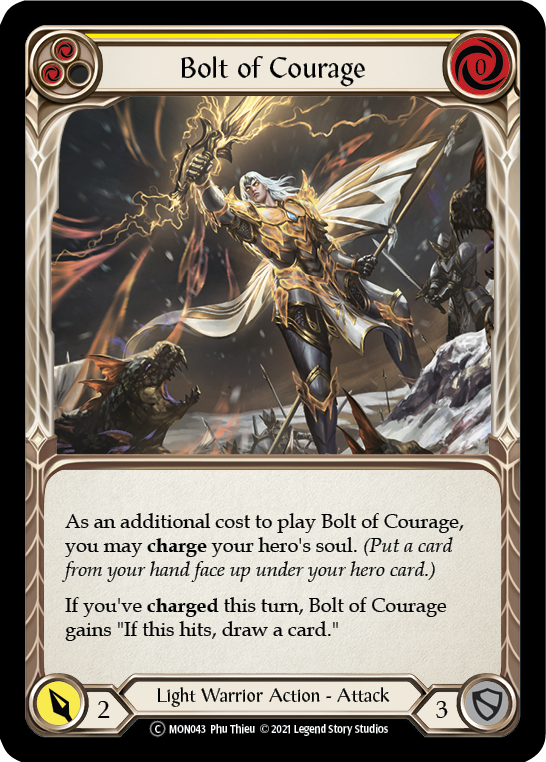 Bolt of Courage (Yellow) [U-MON043-RF] Unlimited Rainbow Foil